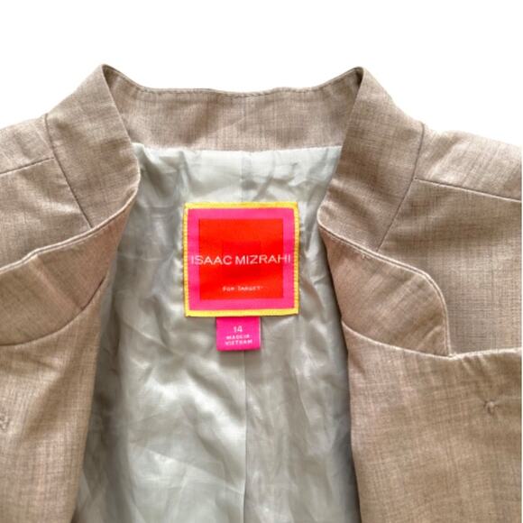 Isaac Mizrahi for Target Beige Button Front Long Sleeve Blazer Jacket Size 14 - Picture 8 of 12